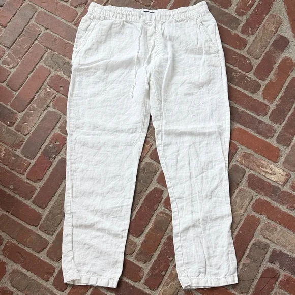 Saks Fifth Avenue White Linen Pants - Picture 1 of 5